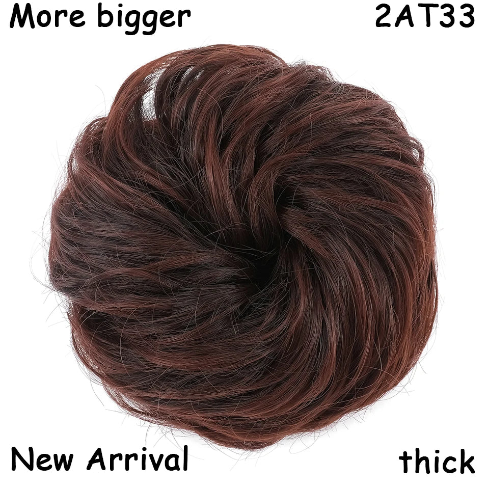 HAIRRO Synthetic Elastic Hair Scrunchie Curly Chignons Hair Rope Natural Fake Hair Bun Curly Clip in Hair Ponytails Extensions