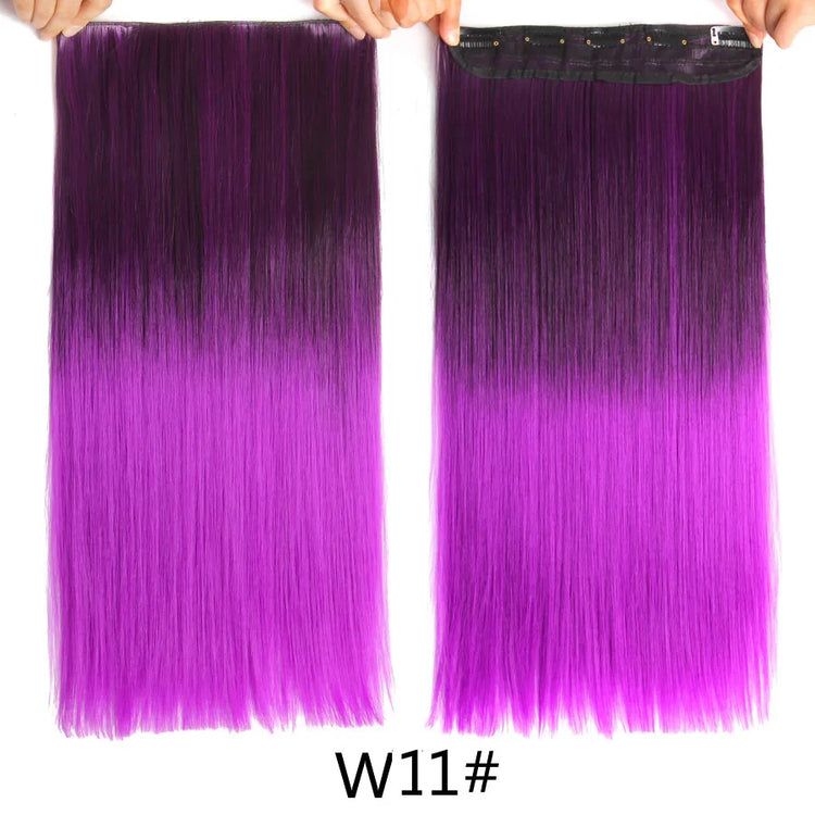 Alileader Favourite Synthetic 5Clips In Hair Long Wave Clip In Hair Extension Synthetic Hair Extensions Ombre Fake Hairpieces