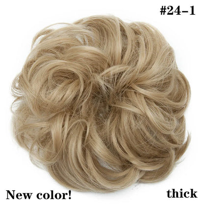 HAIRRO Synthetic Elastic Hair Scrunchie Curly Chignons Hair Rope Natural Fake Hair Bun Curly Clip in Hair Ponytails Extensions