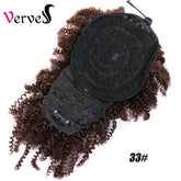 High Puff Afro Kinky Curly Synthetic Ponytail with Bangs Ponytail Hair Extension Drawstring Short Afro Pony Tail Clip in