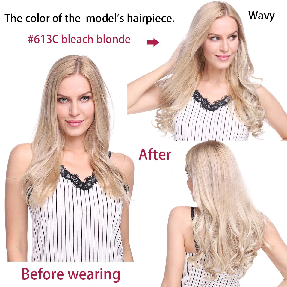 BENEHAIR Synthetic Invisible Wire No Clips In Hair Extensions Secret Fish Line Hairpieces Hair Extensions For Women Daily