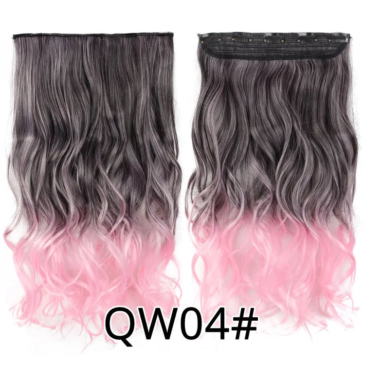 Alileader Favourite Synthetic 5Clips In Hair Long Wave Clip In Hair Extension Synthetic Hair Extensions Ombre Fake Hairpieces