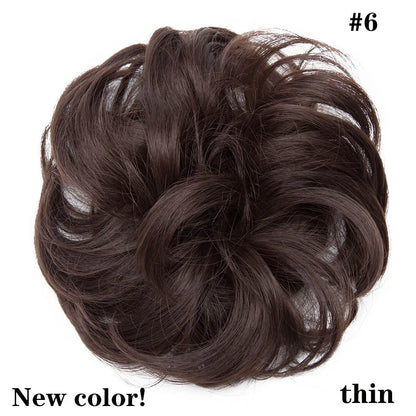 HAIRRO Synthetic Elastic Hair Scrunchie Curly Chignons Hair Rope Natural Fake Hair Bun Curly Clip in Hair Ponytails Extensions