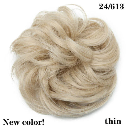 HAIRRO Synthetic Elastic Hair Scrunchie Curly Chignons Hair Rope Natural Fake Hair Bun Curly Clip in Hair Ponytails Extensions