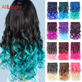 Alileader Favourite Synthetic 5Clips In Hair Long Wave Clip In Hair Extension Synthetic Hair Extensions Ombre Fake Hairpieces