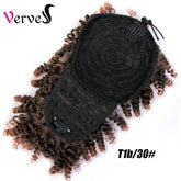 High Puff Afro Kinky Curly Synthetic Ponytail with Bangs Ponytail Hair Extension Drawstring Short Afro Pony Tail Clip in