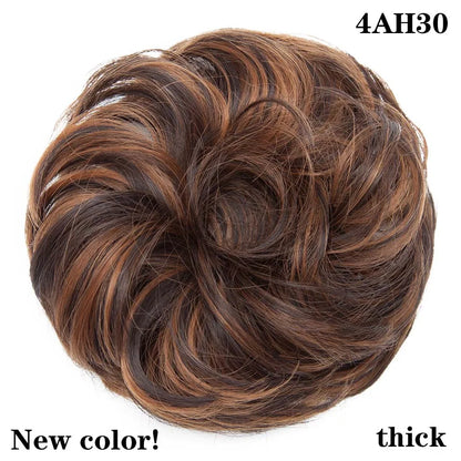 HAIRRO Synthetic Elastic Hair Scrunchie Curly Chignons Hair Rope Natural Fake Hair Bun Curly Clip in Hair Ponytails Extensions