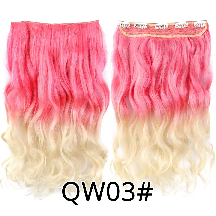 Alileader Favourite Synthetic 5Clips In Hair Long Wave Clip In Hair Extension Synthetic Hair Extensions Ombre Fake Hairpieces