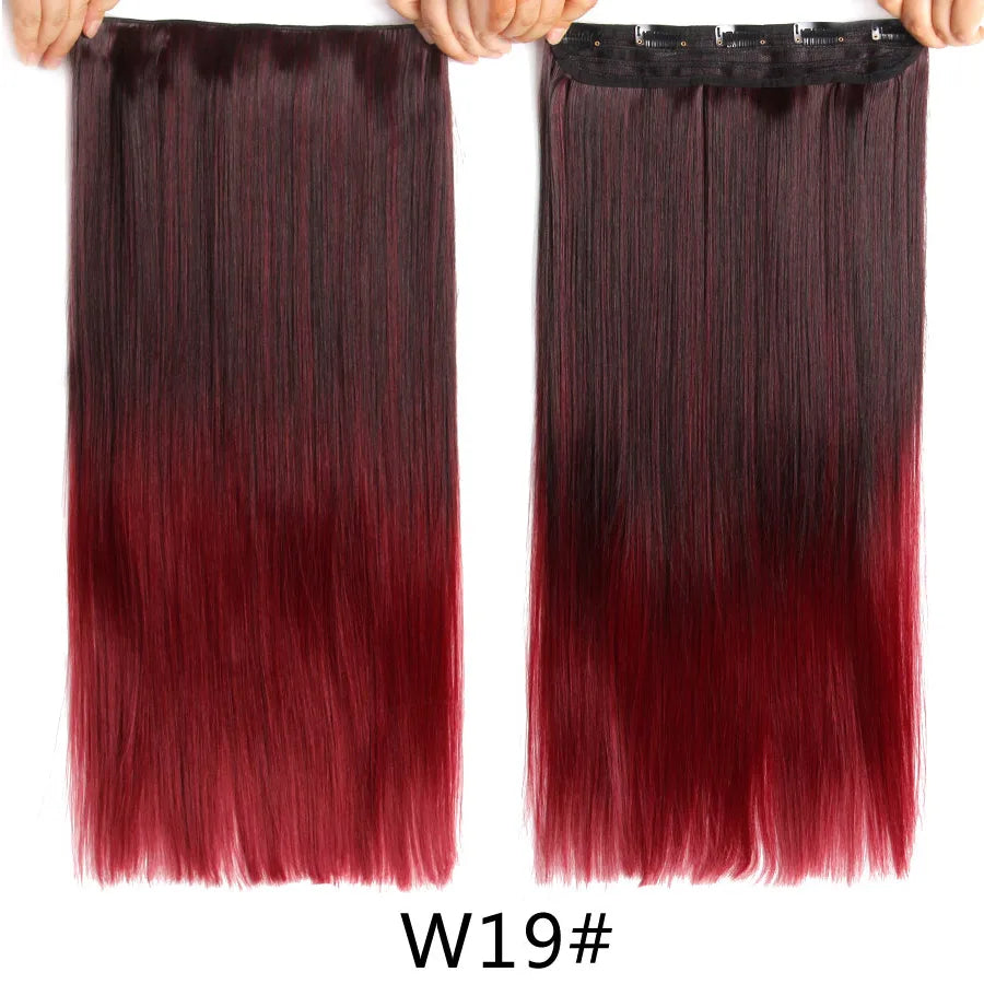 Alileader Favourite Synthetic 5Clips In Hair Long Wave Clip In Hair Extension Synthetic Hair Extensions Ombre Fake Hairpieces