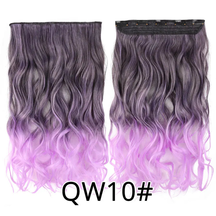 Alileader Favourite Synthetic 5Clips In Hair Long Wave Clip In Hair Extension Synthetic Hair Extensions Ombre Fake Hairpieces