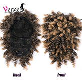 High Puff Afro Kinky Curly Synthetic Ponytail with Bangs Ponytail Hair Extension Drawstring Short Afro Pony Tail Clip in