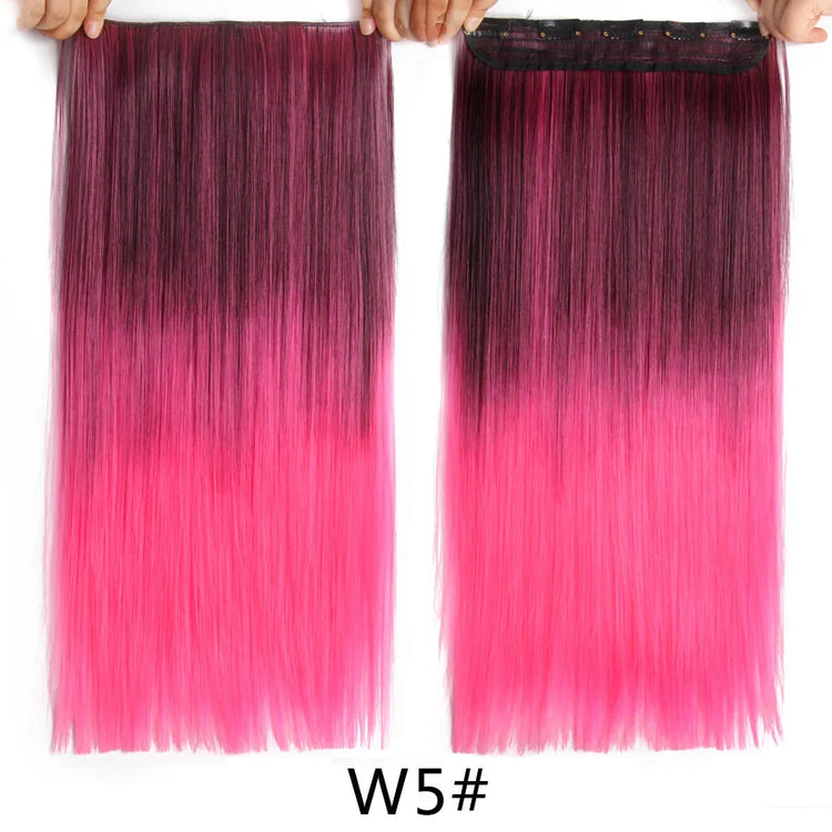 Alileader Favourite Synthetic 5Clips In Hair Long Wave Clip In Hair Extension Synthetic Hair Extensions Ombre Fake Hairpieces