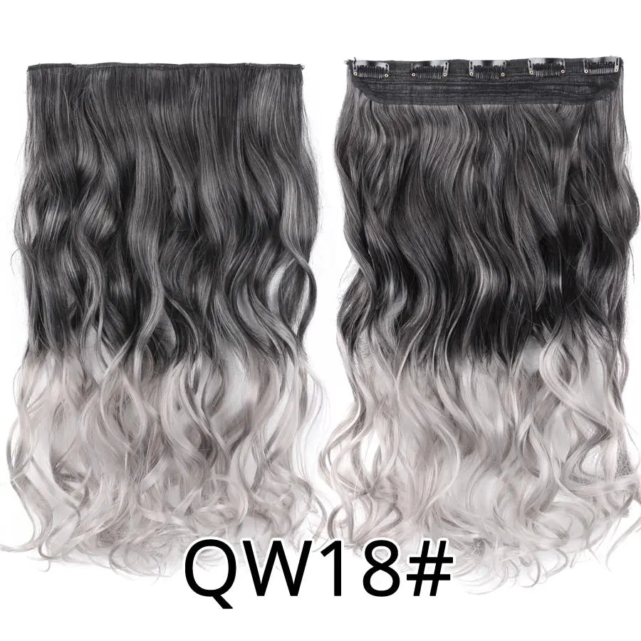 Alileader Favourite Synthetic 5Clips In Hair Long Wave Clip In Hair Extension Synthetic Hair Extensions Ombre Fake Hairpieces