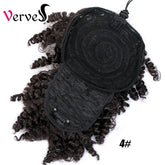 High Puff Afro Kinky Curly Synthetic Ponytail with Bangs Ponytail Hair Extension Drawstring Short Afro Pony Tail Clip in