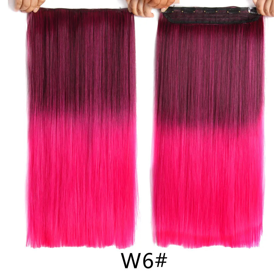 Alileader Favourite Synthetic 5Clips In Hair Long Wave Clip In Hair Extension Synthetic Hair Extensions Ombre Fake Hairpieces