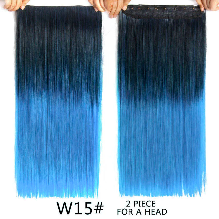 Alileader Favourite Synthetic 5Clips In Hair Long Wave Clip In Hair Extension Synthetic Hair Extensions Ombre Fake Hairpieces