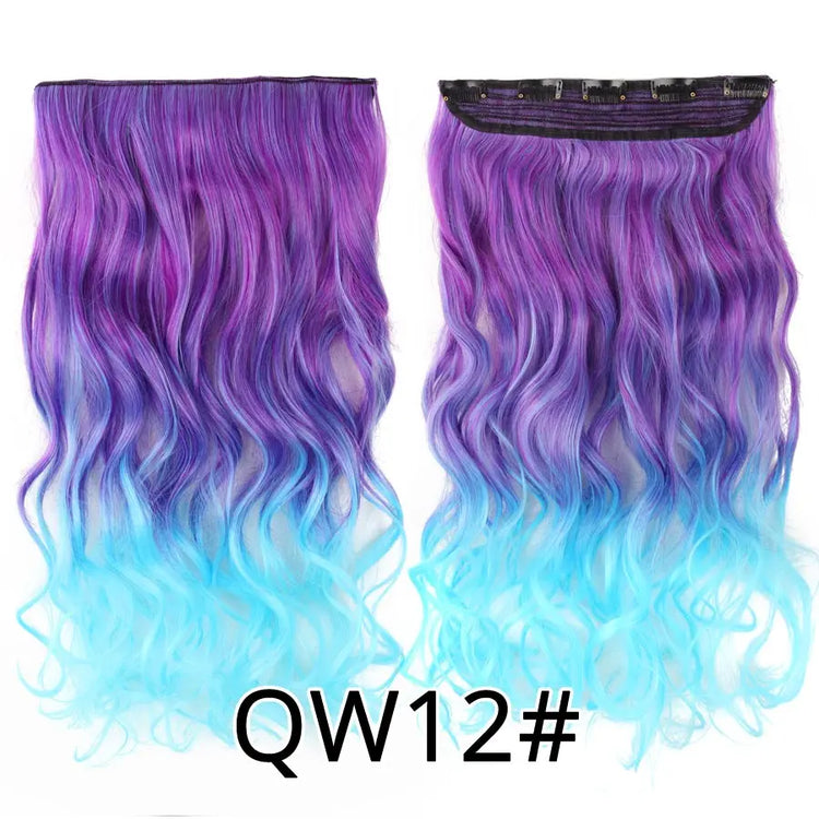 Alileader Favourite Synthetic 5Clips In Hair Long Wave Clip In Hair Extension Synthetic Hair Extensions Ombre Fake Hairpieces