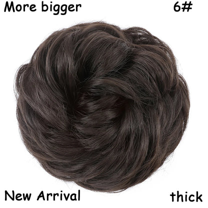 HAIRRO Synthetic Elastic Hair Scrunchie Curly Chignons Hair Rope Natural Fake Hair Bun Curly Clip in Hair Ponytails Extensions