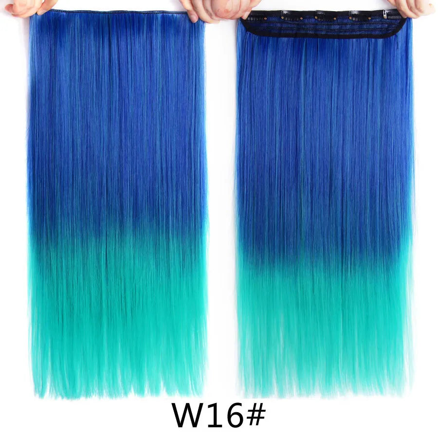 Alileader Favourite Synthetic 5Clips In Hair Long Wave Clip In Hair Extension Synthetic Hair Extensions Ombre Fake Hairpieces