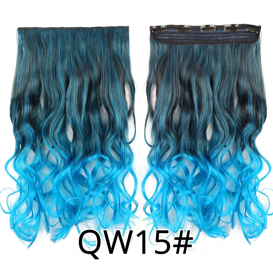 Alileader Favourite Synthetic 5Clips In Hair Long Wave Clip In Hair Extension Synthetic Hair Extensions Ombre Fake Hairpieces