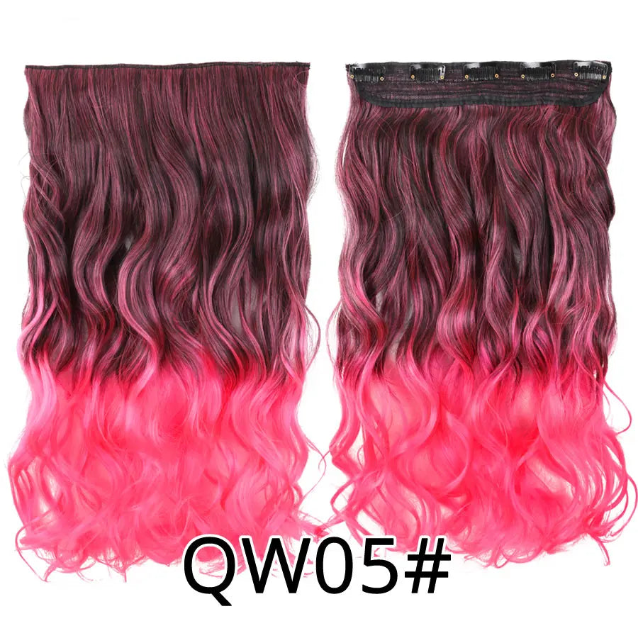 Alileader Favourite Synthetic 5Clips In Hair Long Wave Clip In Hair Extension Synthetic Hair Extensions Ombre Fake Hairpieces