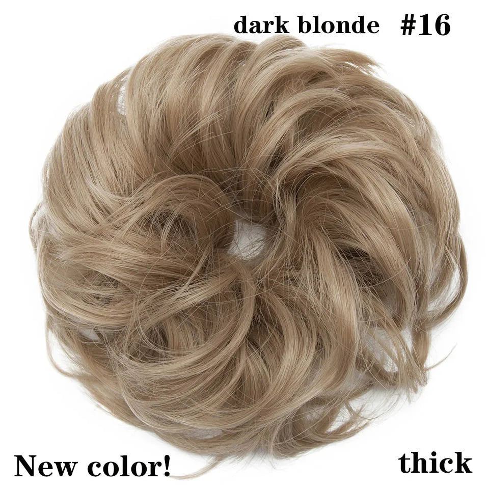 HAIRRO Synthetic Elastic Hair Scrunchie Curly Chignons Hair Rope Natural Fake Hair Bun Curly Clip in Hair Ponytails Extensions