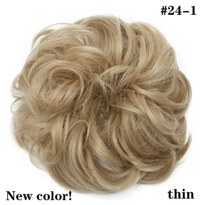 HAIRRO Synthetic Elastic Hair Scrunchie Curly Chignons Hair Rope Natural Fake Hair Bun Curly Clip in Hair Ponytails Extensions