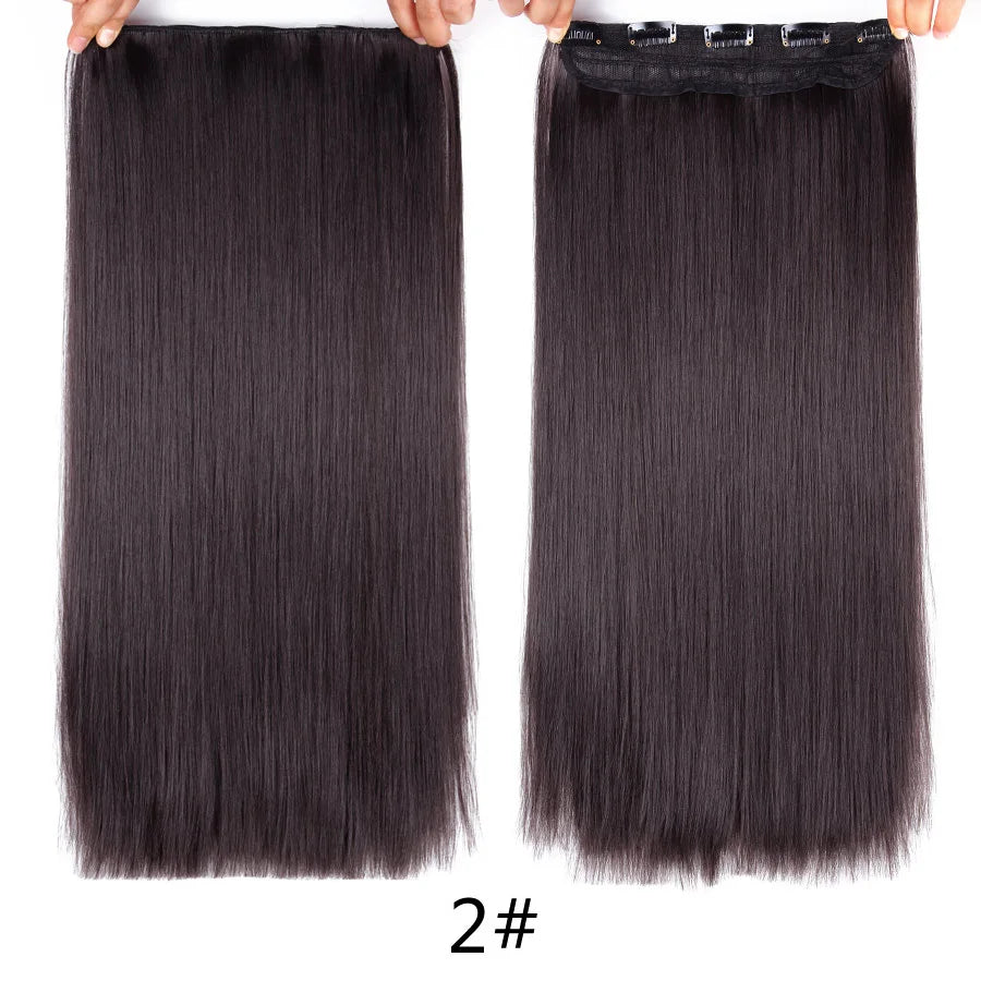 Alileader Favourite Synthetic 5Clips In Hair Long Wave Clip In Hair Extension Synthetic Hair Extensions Ombre Fake Hairpieces