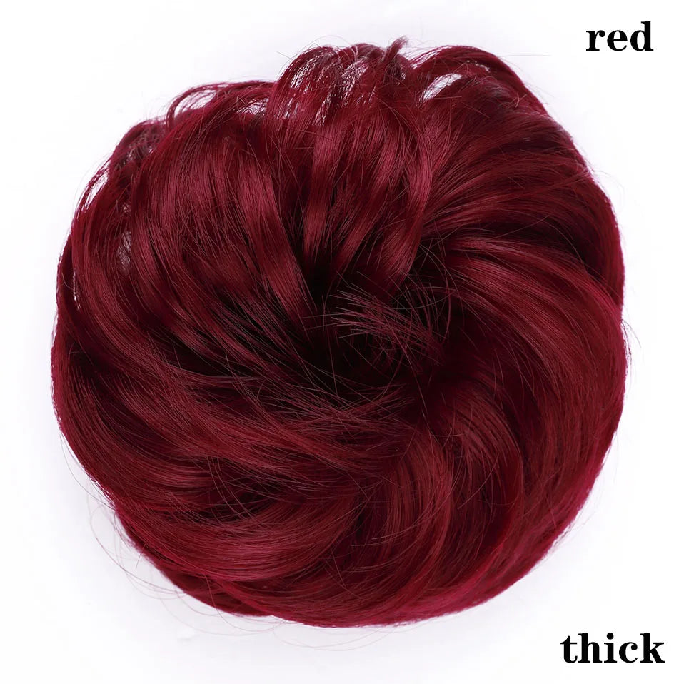 HAIRRO Synthetic Elastic Hair Scrunchie Curly Chignons Hair Rope Natural Fake Hair Bun Curly Clip in Hair Ponytails Extensions