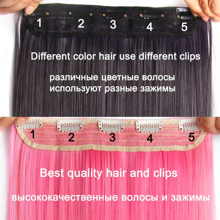 Alileader Favourite Synthetic 5Clips In Hair Long Wave Clip In Hair Extension Synthetic Hair Extensions Ombre Fake Hairpieces