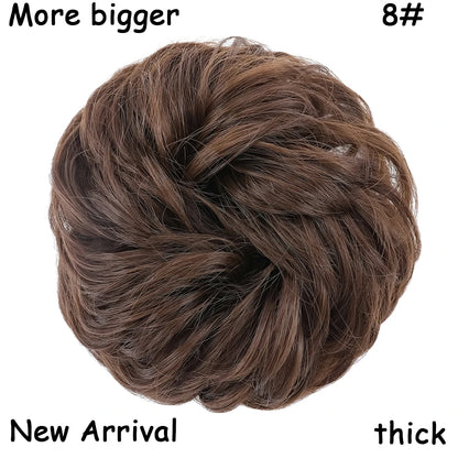 HAIRRO Synthetic Elastic Hair Scrunchie Curly Chignons Hair Rope Natural Fake Hair Bun Curly Clip in Hair Ponytails Extensions