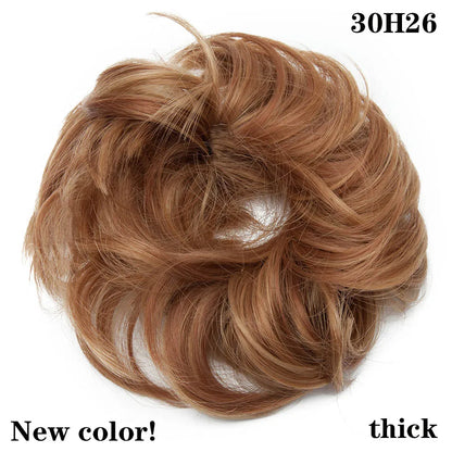 HAIRRO Synthetic Elastic Hair Scrunchie Curly Chignons Hair Rope Natural Fake Hair Bun Curly Clip in Hair Ponytails Extensions