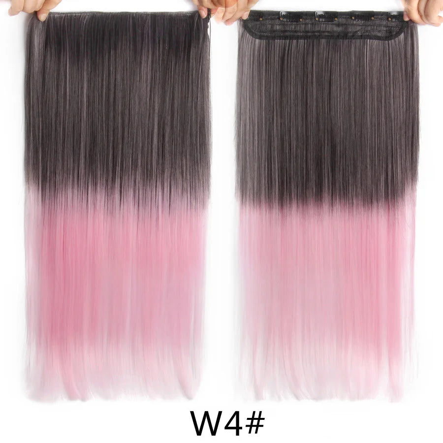 Alileader Favourite Synthetic 5Clips In Hair Long Wave Clip In Hair Extension Synthetic Hair Extensions Ombre Fake Hairpieces