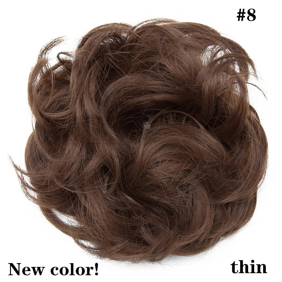 HAIRRO Synthetic Elastic Hair Scrunchie Curly Chignons Hair Rope Natural Fake Hair Bun Curly Clip in Hair Ponytails Extensions