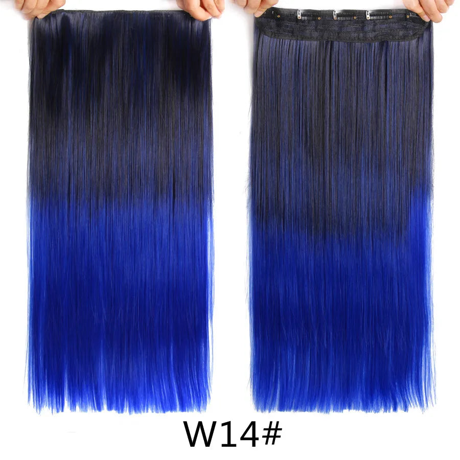 Alileader Favourite Synthetic 5Clips In Hair Long Wave Clip In Hair Extension Synthetic Hair Extensions Ombre Fake Hairpieces