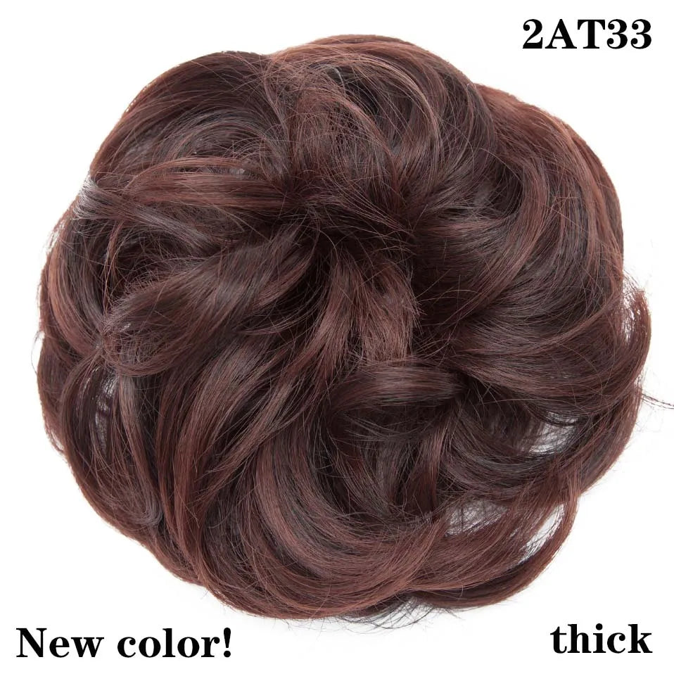 HAIRRO Synthetic Elastic Hair Scrunchie Curly Chignons Hair Rope Natural Fake Hair Bun Curly Clip in Hair Ponytails Extensions