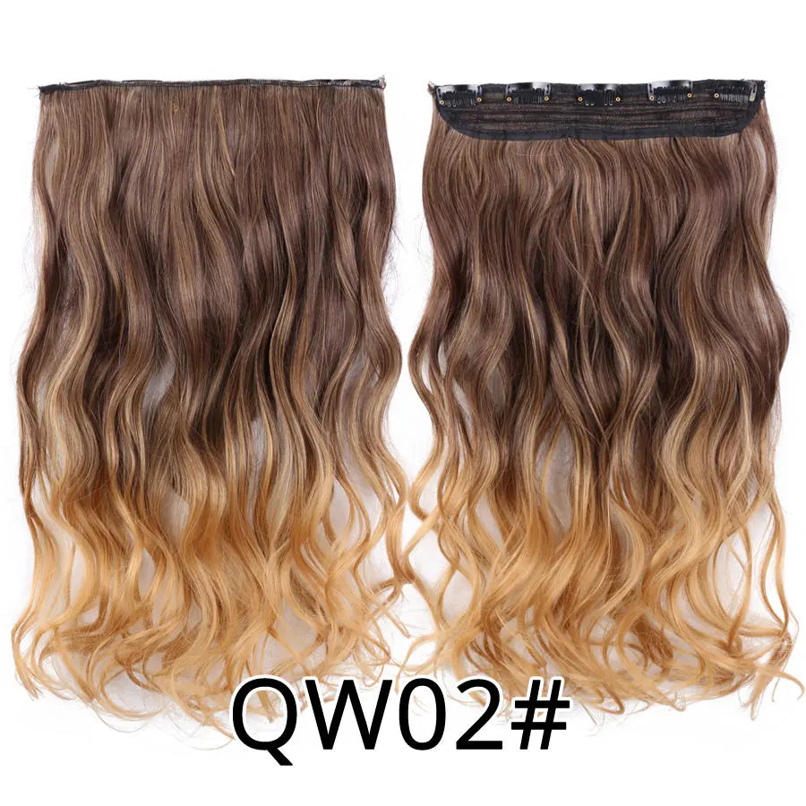 Alileader Favourite Synthetic 5Clips In Hair Long Wave Clip In Hair Extension Synthetic Hair Extensions Ombre Fake Hairpieces