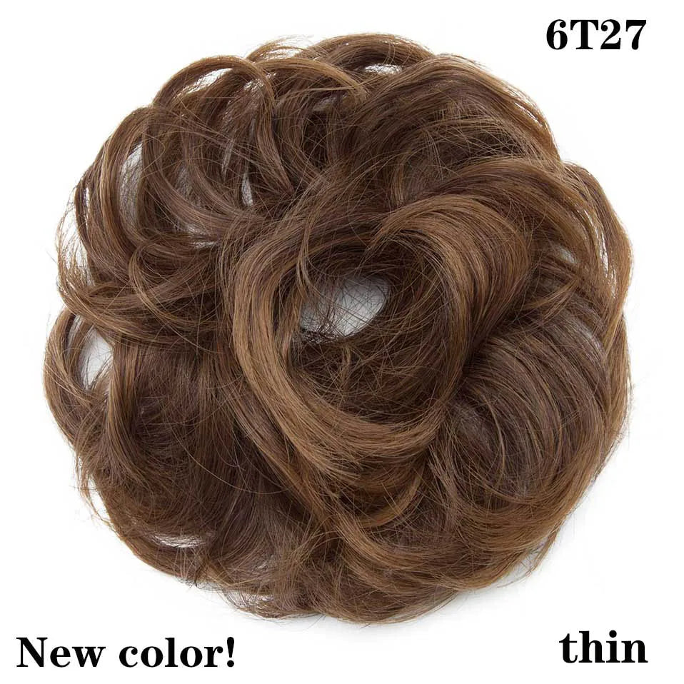 HAIRRO Synthetic Elastic Hair Scrunchie Curly Chignons Hair Rope Natural Fake Hair Bun Curly Clip in Hair Ponytails Extensions