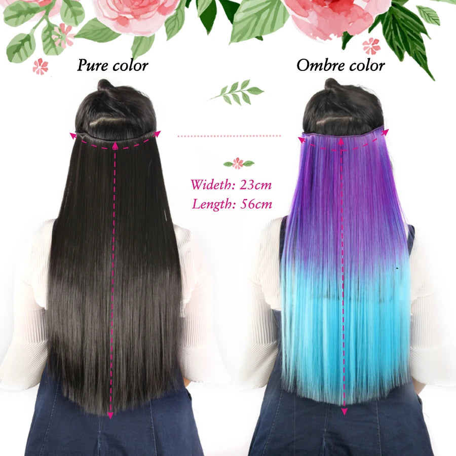 Alileader Favourite Synthetic 5Clips In Hair Long Wave Clip In Hair Extension Synthetic Hair Extensions Ombre Fake Hairpieces