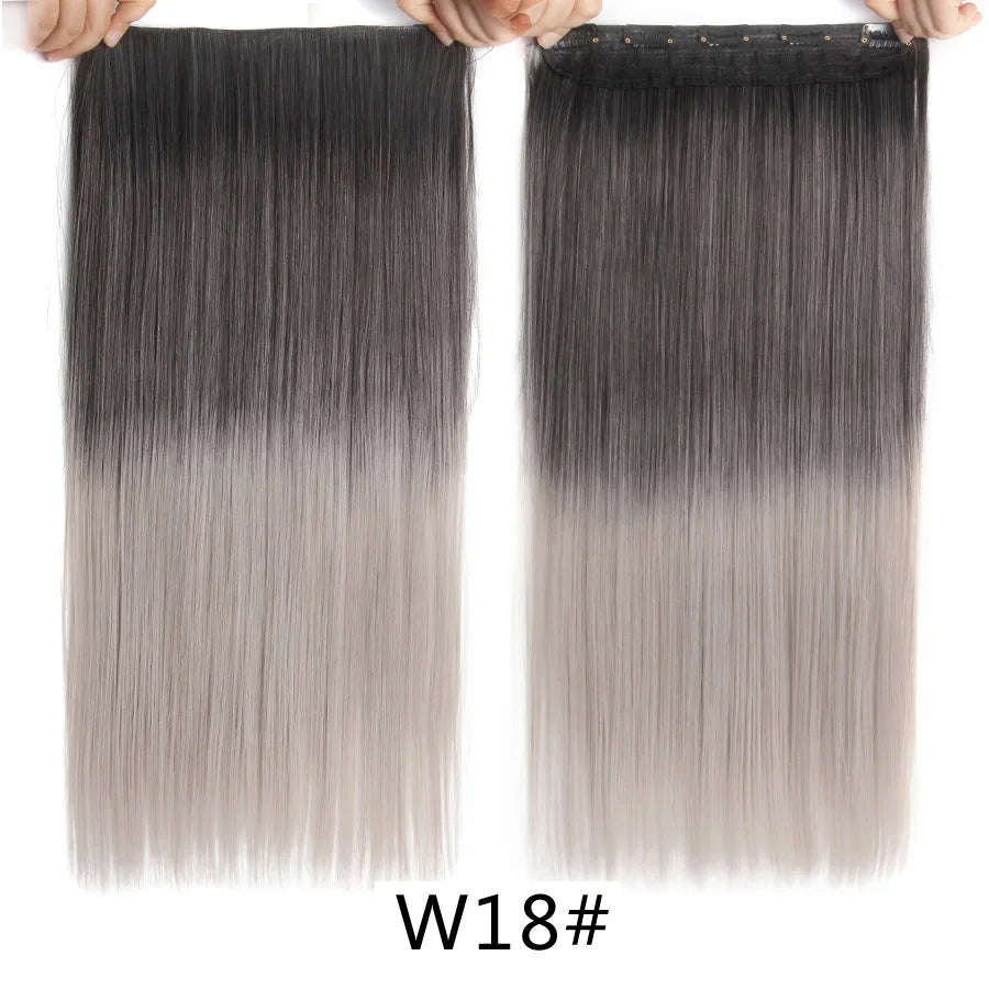 Alileader Favourite Synthetic 5Clips In Hair Long Wave Clip In Hair Extension Synthetic Hair Extensions Ombre Fake Hairpieces