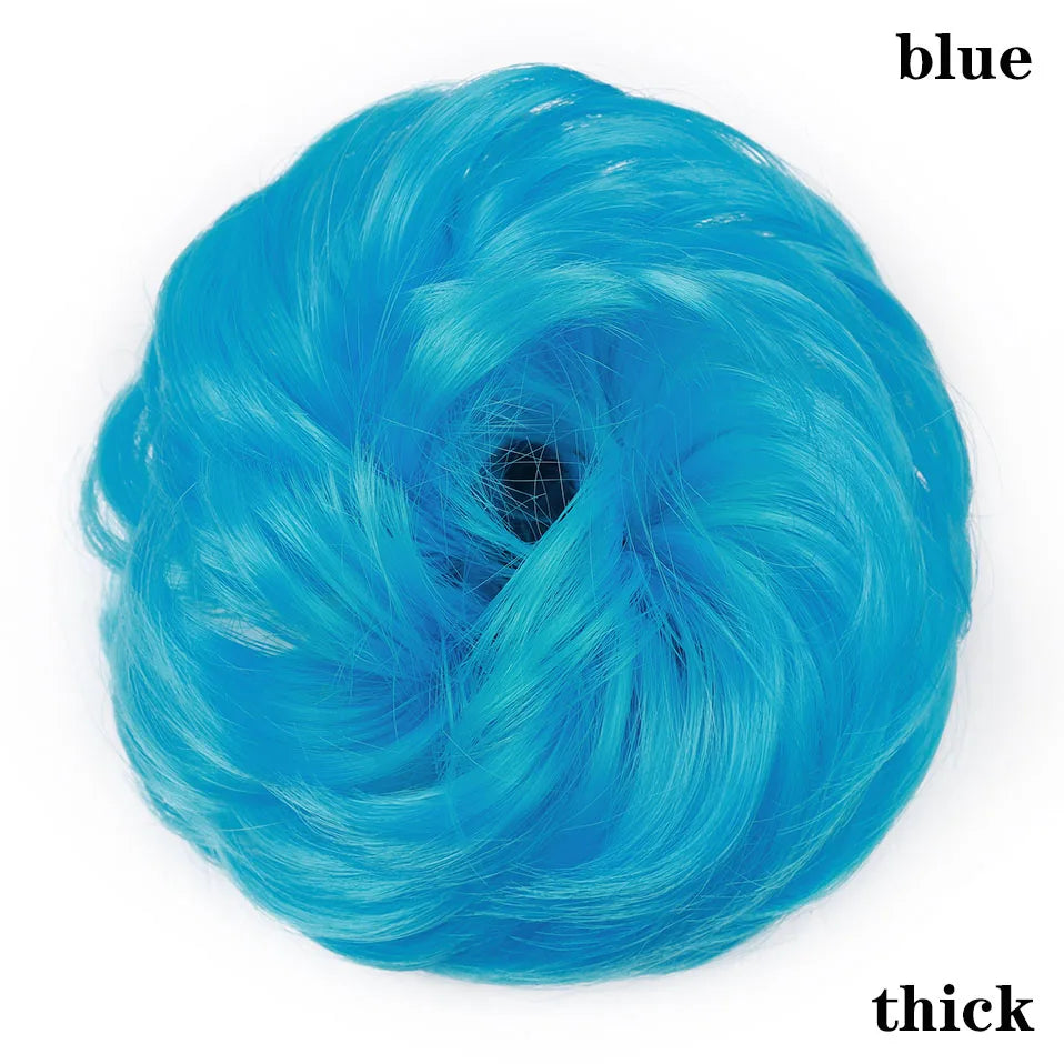 HAIRRO Synthetic Elastic Hair Scrunchie Curly Chignons Hair Rope Natural Fake Hair Bun Curly Clip in Hair Ponytails Extensions