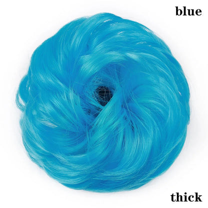 HAIRRO Synthetic Elastic Hair Scrunchie Curly Chignons Hair Rope Natural Fake Hair Bun Curly Clip in Hair Ponytails Extensions