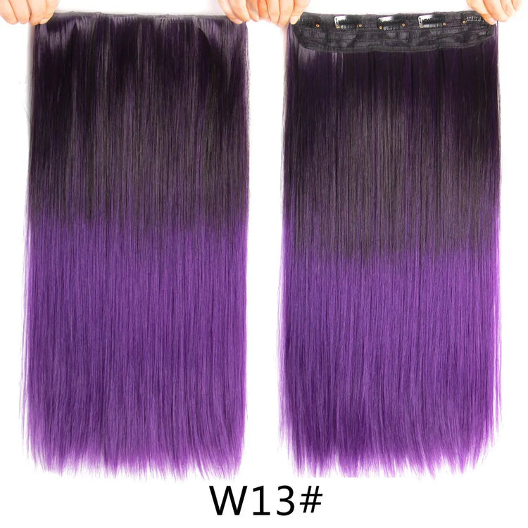 Alileader Favourite Synthetic 5Clips In Hair Long Wave Clip In Hair Extension Synthetic Hair Extensions Ombre Fake Hairpieces