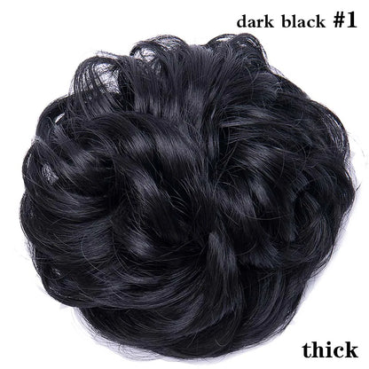 HAIRRO Synthetic Elastic Hair Scrunchie Curly Chignons Hair Rope Natural Fake Hair Bun Curly Clip in Hair Ponytails Extensions