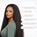 Kinky Straight V-Part & U-Part Drawstring Wig – 100% Human Hair
