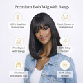 2x1 Straight Bob Wig with Bangs – Brazilian Human Hair