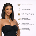 Straight Bob Lace Front Wig – 13x4 Glueless, 250% Density Human Hair