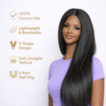 V Part Straight Wig – 100% Human Hair, No Sew U Part Half Wig, Ready to Wear