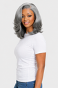 Layered Blowout Salt & Pepper Glueless Human Hair Wig Pre Cut 6.5X1.5 Lace Short Bob Side Part Grey Wig 150% Density