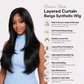 Luxurious Body Wavy Rose Headband Wig with French Bangs - Premium Quality Synthetic Hair